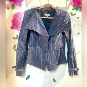 Emporio Armani Gray Blazer with Dramatic Shawl Collar